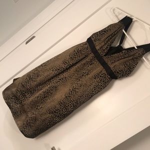 Leopard print low back halter dress